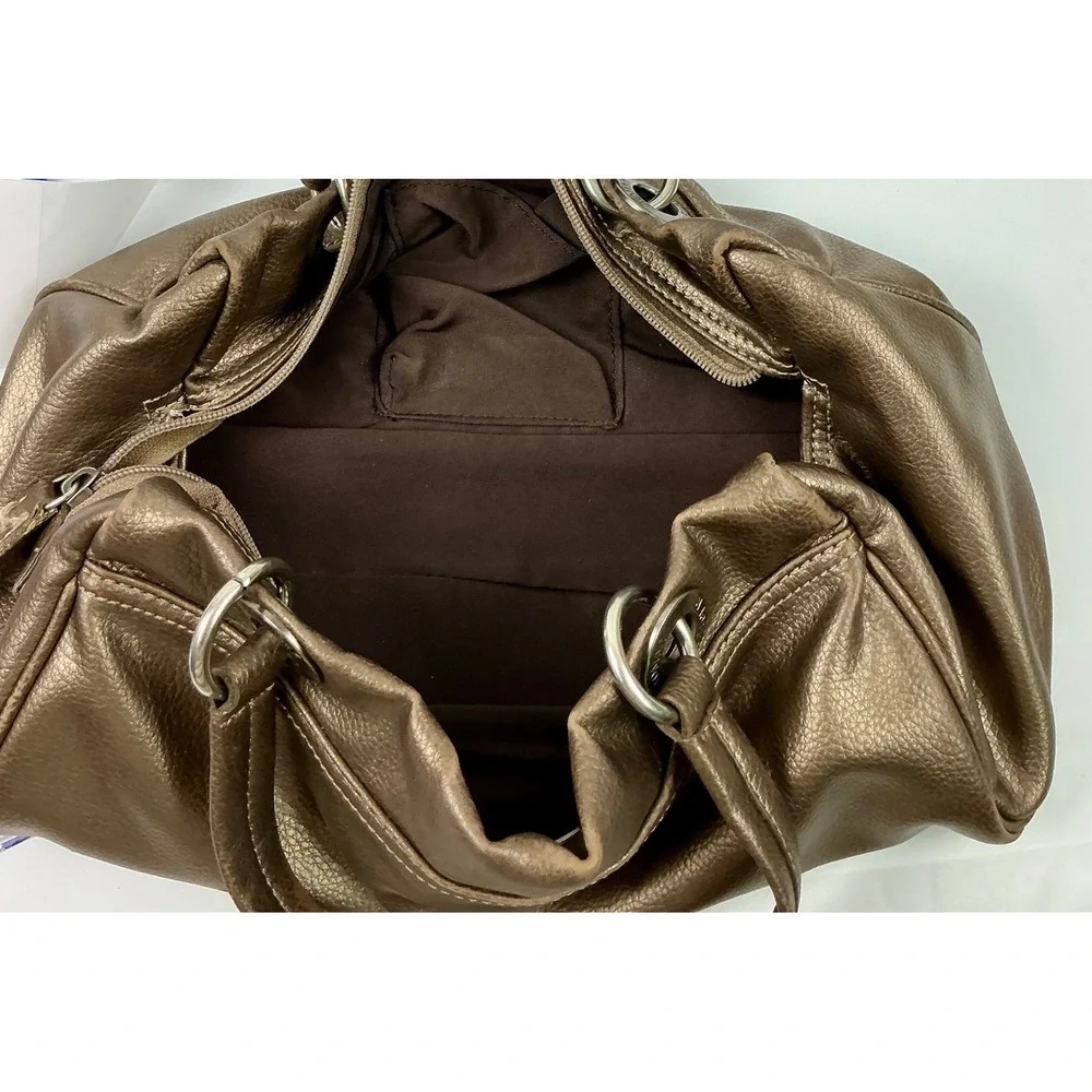 Tommy Hilfiger Bronze Metallic Satchel Purse Shoulder Bag Handbag Y2K /2000s Era